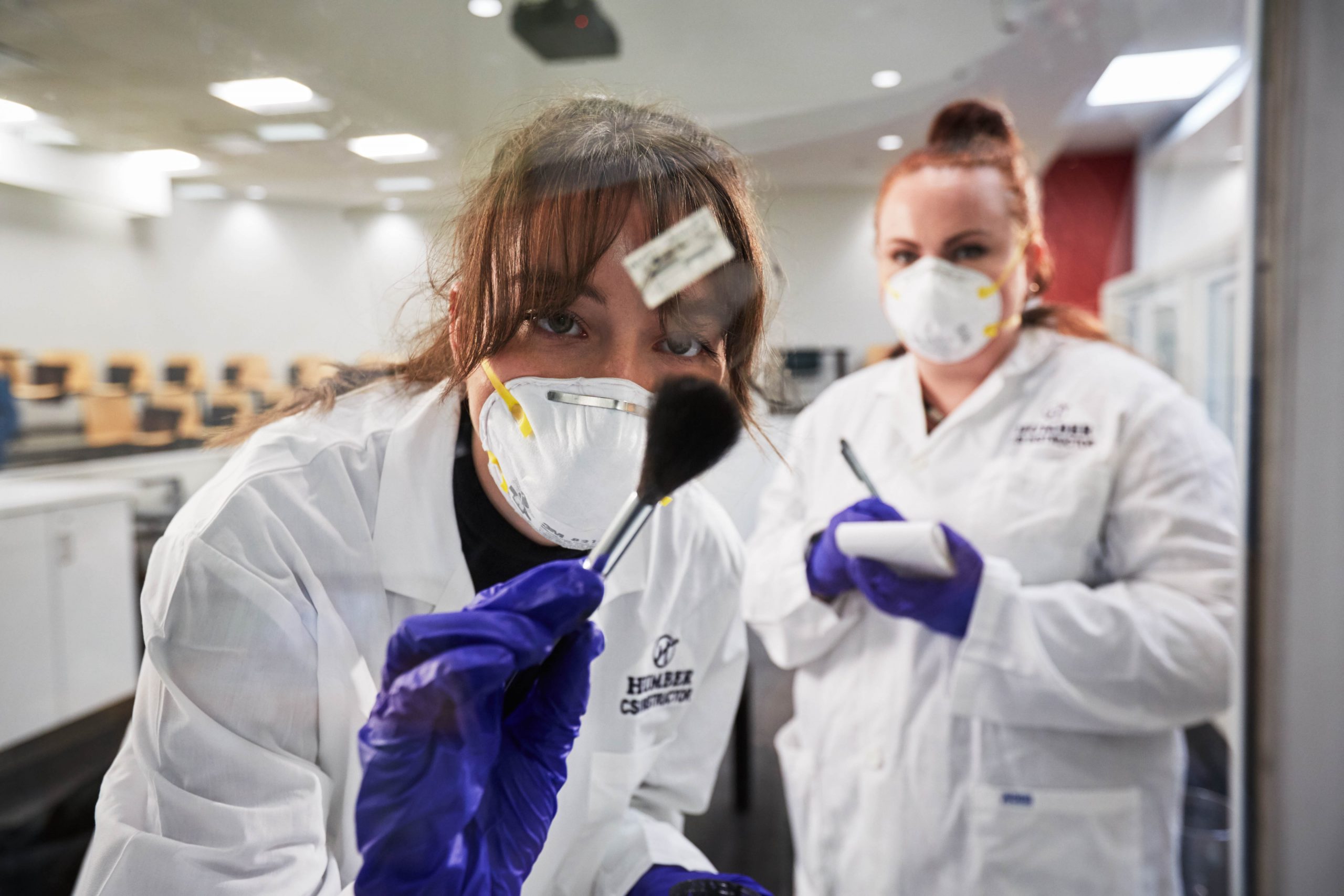 Two students working together at one of Humber's labs.
