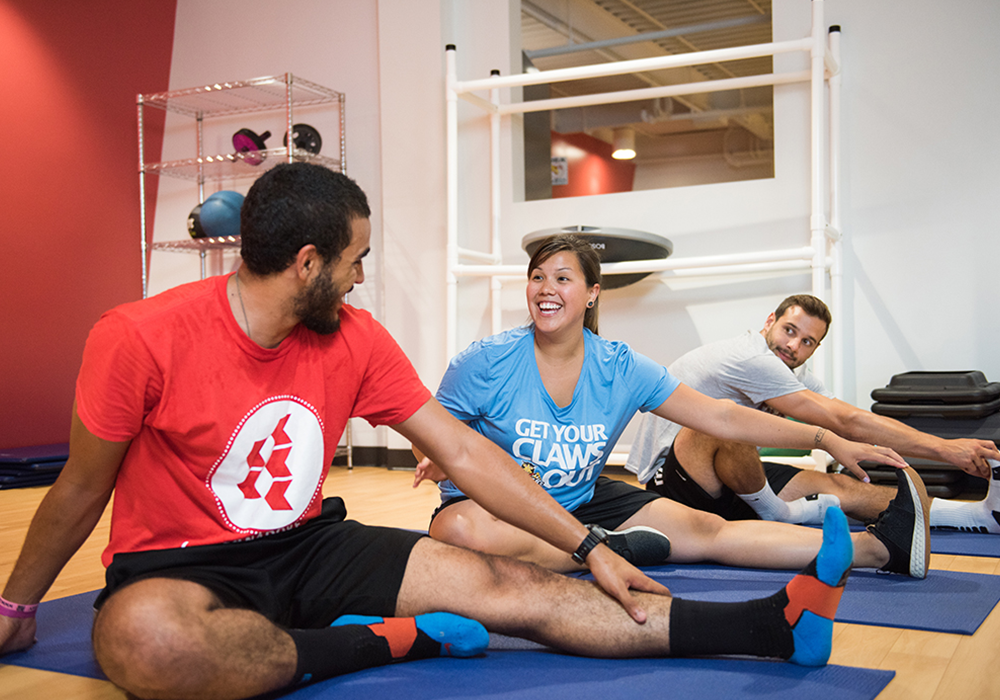 Group of students working out in the fitness facility