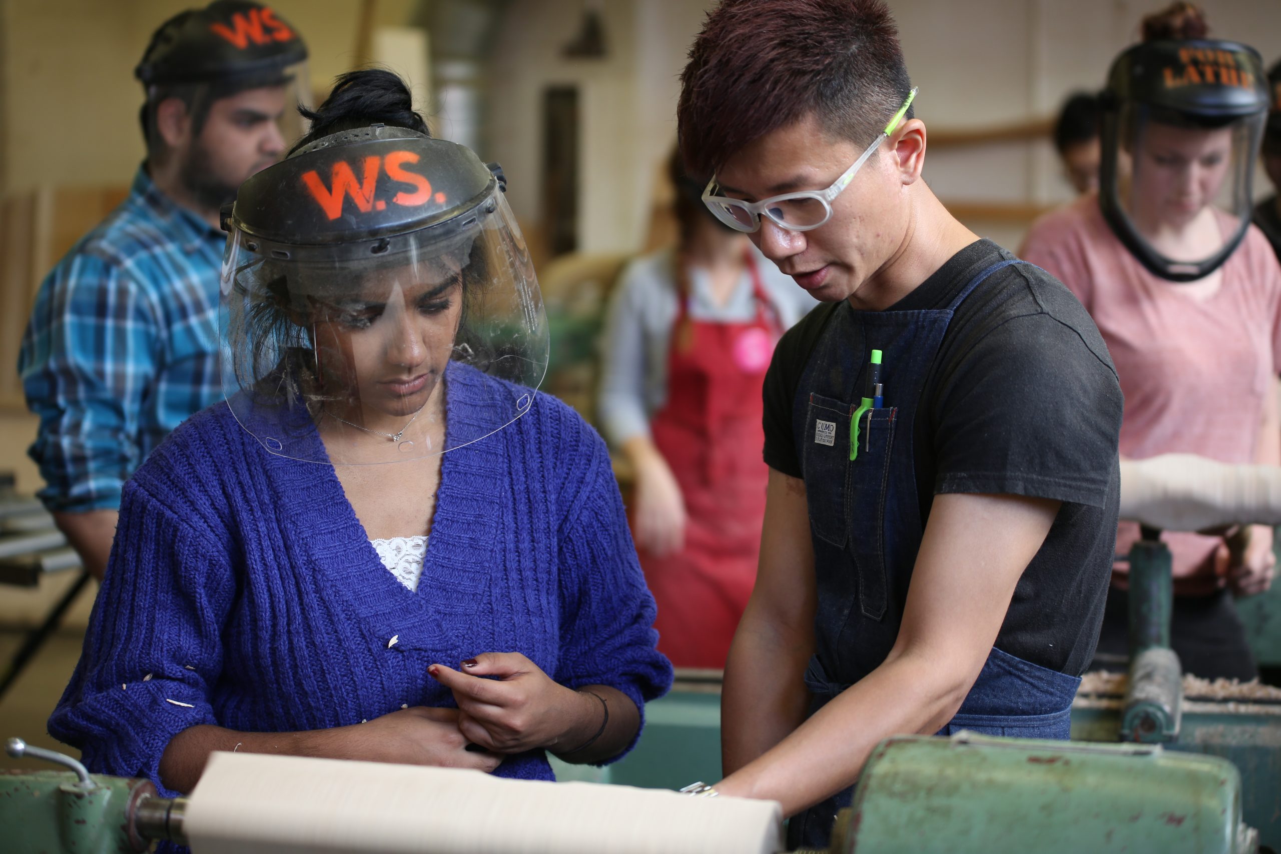 Two students working at the studio