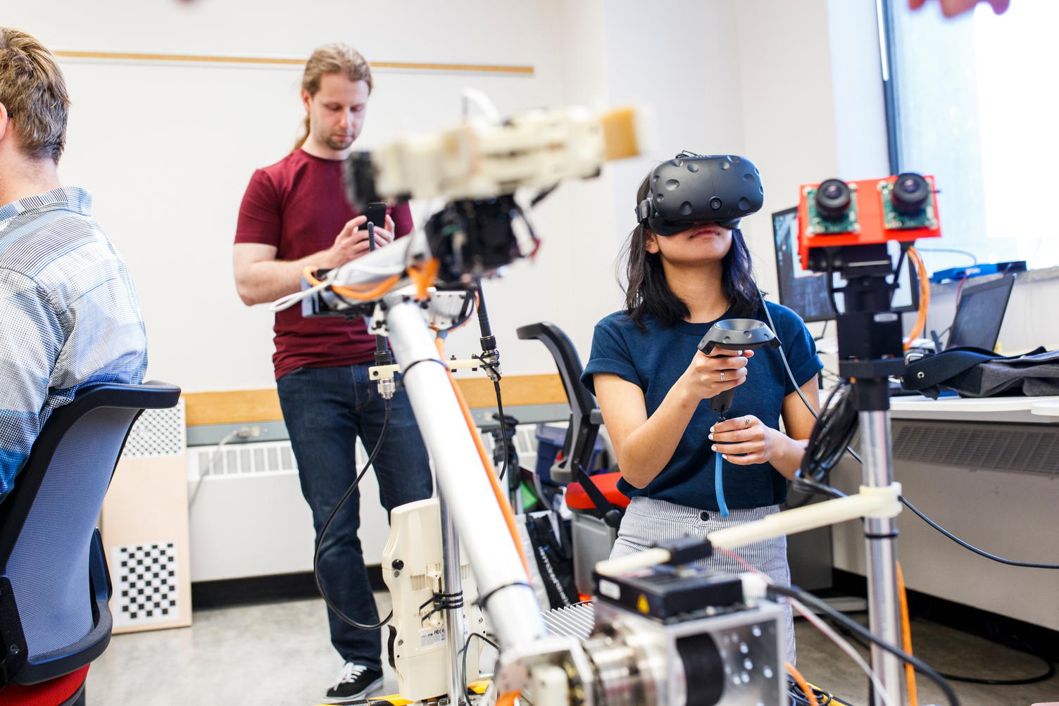 Toronto Metropolitan University students with equipment.