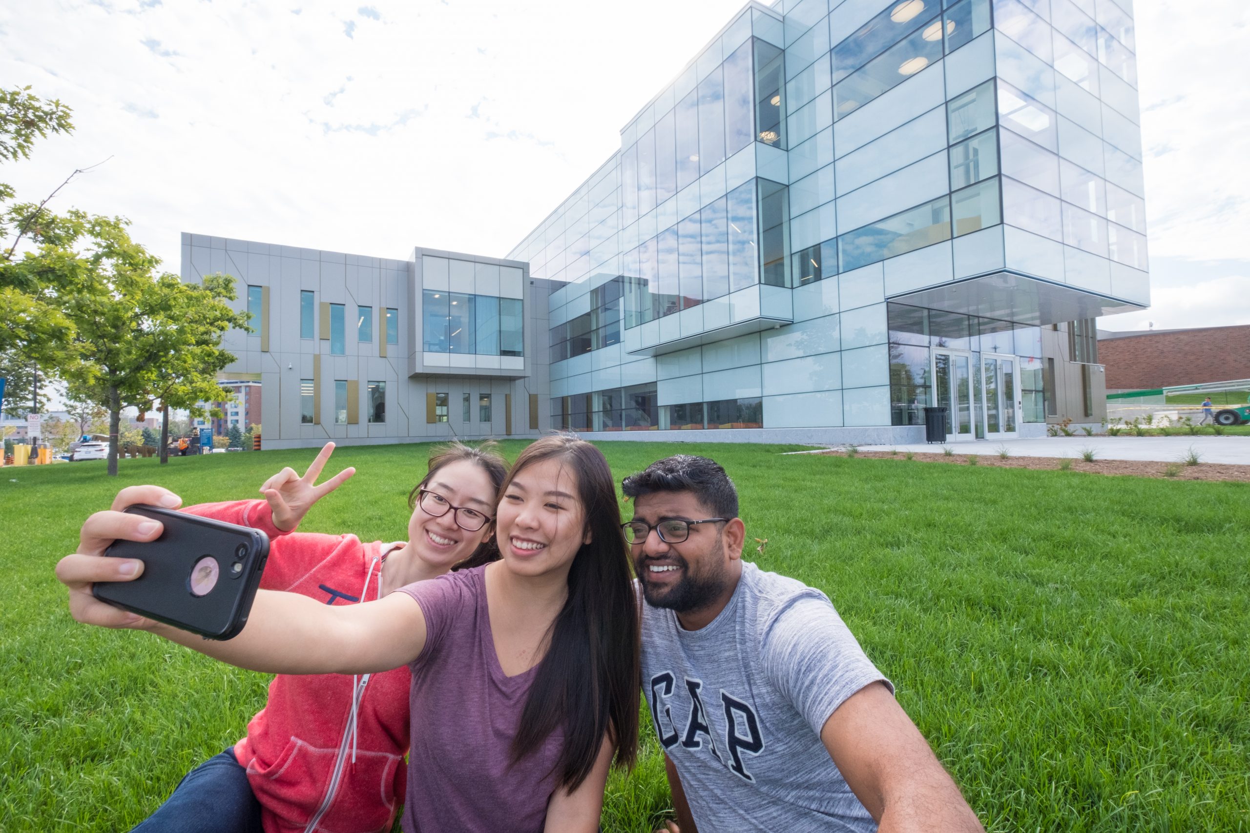Students outside one of the Georgian College buildings