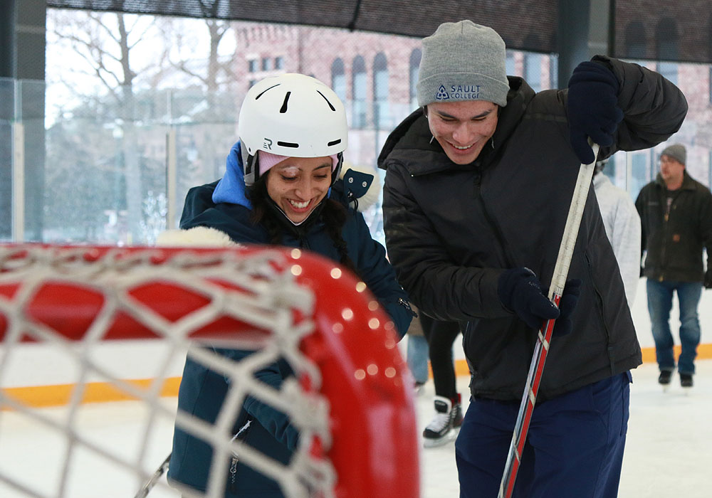 Students enjoying a skate at an outdoor event in our waterfront area